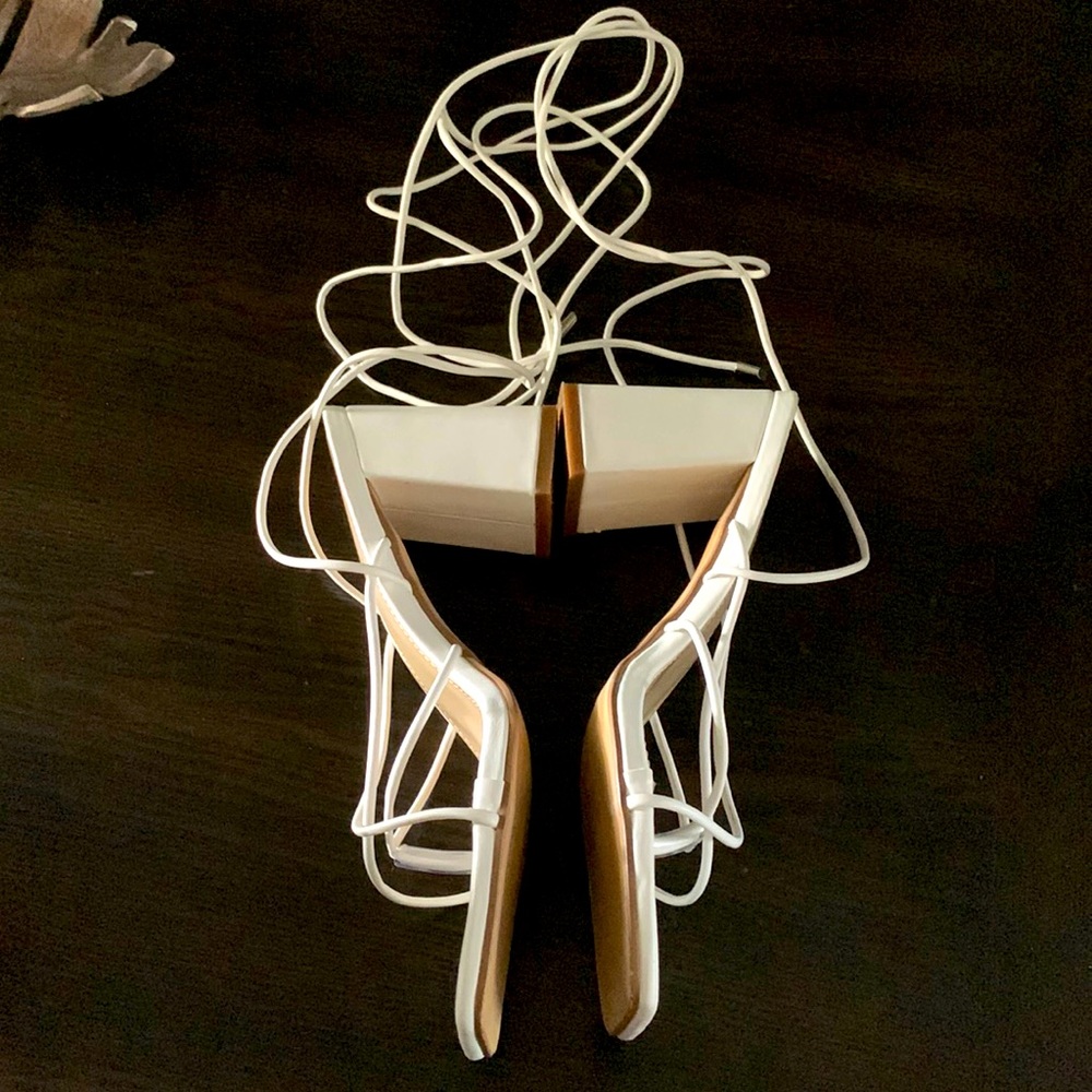 Tie up White Heels
